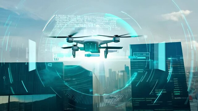 Exploring urban landscapes with drone technology in a bustling city environment