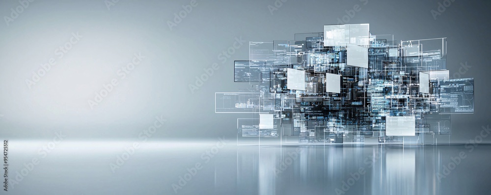 Aufkleber 3d rendering of a website s front-end elements, immersive web design, advanced user interface develo