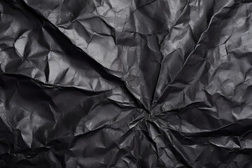 Wrinkled Dark Paper Background, Black Crumpled Paper Surface, Dark Crumpled Paper Texture for Background, Crumpled Black Paper Texture