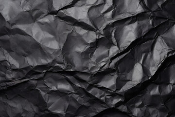 Wrinkled Dark Paper Background, Black Crumpled Paper Surface, Dark Crumpled Paper Texture for Background, Crumpled Black Paper Texture