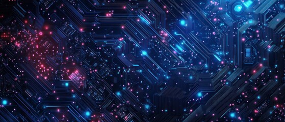 Obraz premium Futuristic Server, Abstract Circuit Board Technology Background.