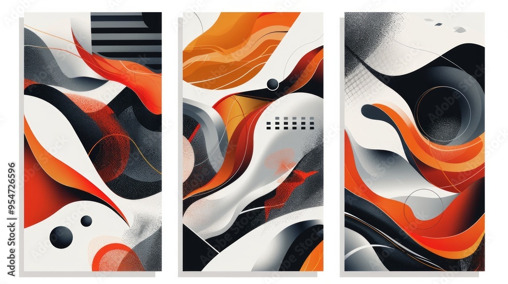 Canvas Prints A set of three vertical banners with abstract shapes, poster art