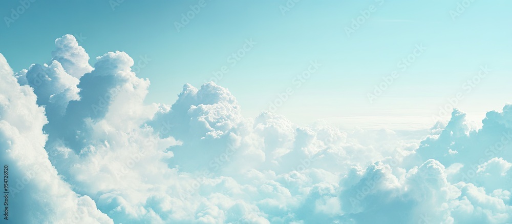 Poster image of blue sky and white cloud texture for background use. with copy space image. place for addin
