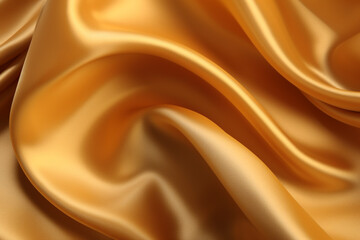Fototapeta premium Golden silk satin smooth background. Yellow luxury grainy gradient texture