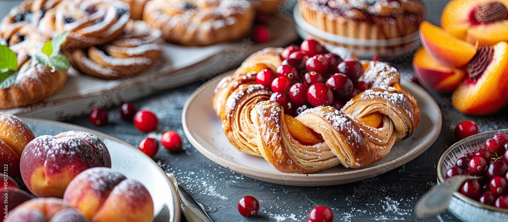 Aufkleber puff buns filled with fruit and custard homemade cakes we prepare them at home buns with peaches and
