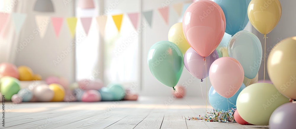 Poster birthday decorations. with copy space image. Place for adding text or design