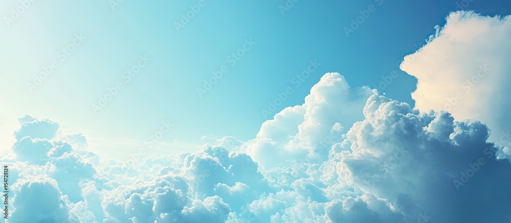 Poster blue sky abstract panoramic backdrop clouds nature concept with copyspace texture and pattern wallpa