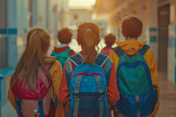Fototapeta premium Back to school autumn season conceptual illustration photo, Generative AI, first september