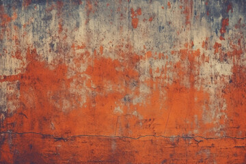 Fototapeta premium A painting featuring a color scheme of red, blue, and brown on a retro wall background