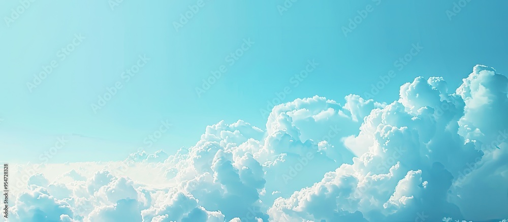 Poster a blue sky background with soft focus white clouds along with copy space