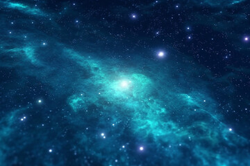 Fototapeta premium An awe-inspiring view of the universe with stars, featuring vibrant and deep blue colors, creating a mesmerizing backdrop