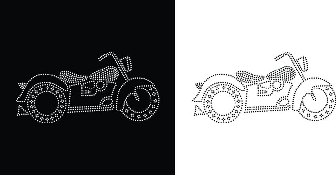 Rhinestone modern sport stencil motorcycle vector Design. rhinestone modern element vector design for Illustration of collar neck decoration with rhinestones in the form of a necklace