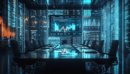 Craft an image of a futuristic boardroom where top pharmaceutical executives celebrate their companies 1 trillion valuations