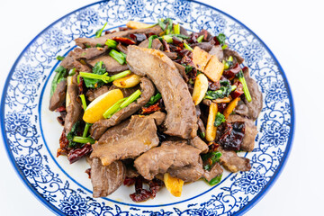 A dish of home-cooked stir-fried pork heart