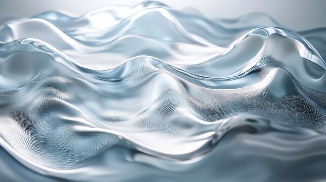 Abstract Wavy Silver Surface with Textured Lines