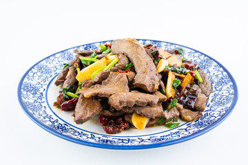 A dish of home-cooked stir-fried pork heart