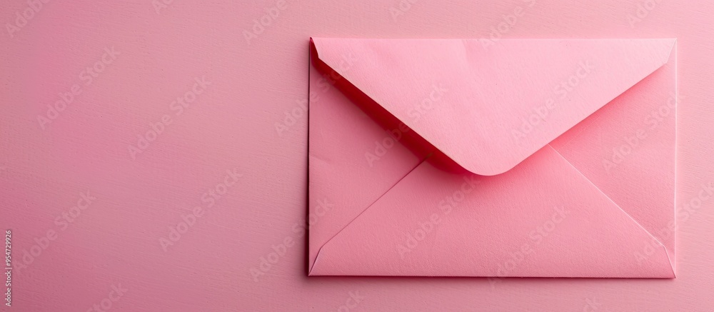 Poster A pink envelope is placed on paper A Valentine s Day idea for a letter. with copy space image. Place for adding text or design
