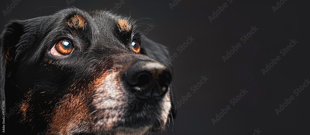Poster dog looking in. with copy space image. place for adding text or design