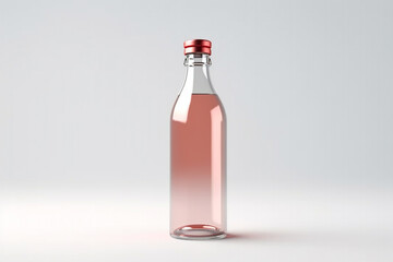 A white bottle on a solid background, featuring a side view from the center, presenting a blank, clean design, enhanced by AI generative technology