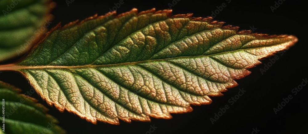 Aufkleber macro image of a leaf from the false spiraea also known as sorbaria sorbifolia. with copy space imag