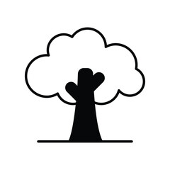 tree glyph icon with white background vector stock illustration