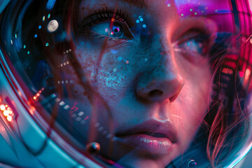 Modernistic futuristic space traveling conceptual photo image AI generative cosmic science fiction