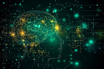 Affective neuroscience Logic Digital representation of a glowing brain in a complex network representing the interplay of data technology and artificial intelligence