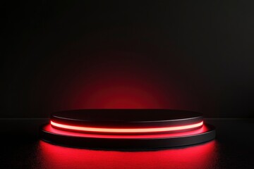 Black friday podium and black background stand or podium advertising display red light emission. with generative ai