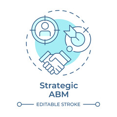 Strategic ABM soft blue concept icon. Marketing strategy, account personalization. Round shape line illustration. Abstract idea. Graphic design. Easy to use in infographic, presentation
