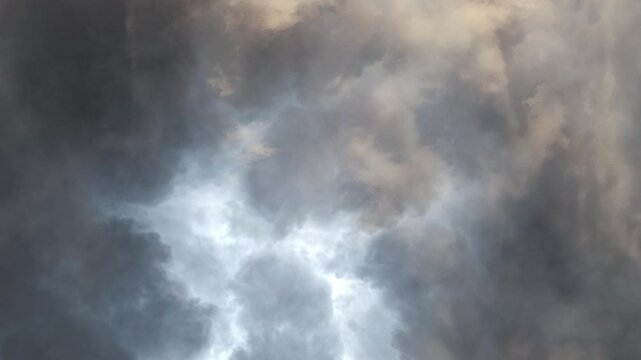 Night lightning and thunderstorms late in the dark sky