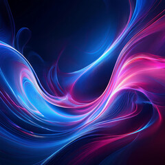  Abstract Swirling Waves of Blue and Pink Light on Dark Background- This digital art feature_1(17)