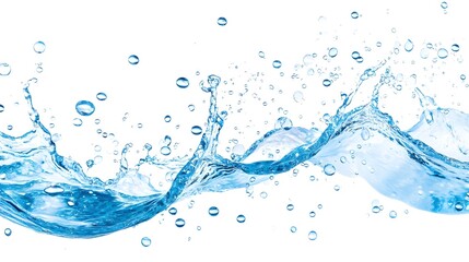 Obraz premium Splashing Water Drops Blue Isolated Background