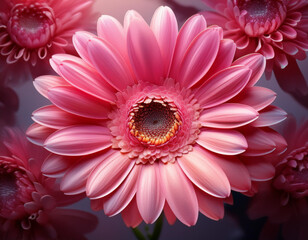 Fototapeta premium Closeup Illustration of a Pink Daisy Flower Detailed Artistic Floral Design and Botanical Art