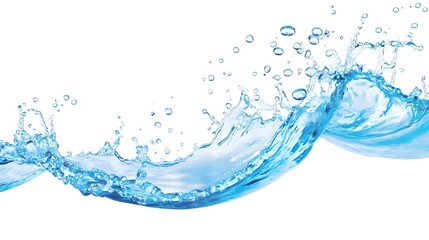 Splashing Water Wave with Air Bubbles Isolated on White