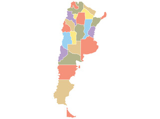 Map of Argentina by region in different colors.