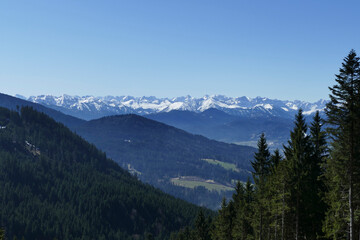 Mountain hiking to Rechelberg mountain in springtime, Bavaria, Germany