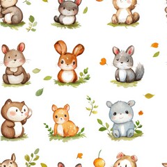 Obraz premium Adorable woodland animal friends in natural setting