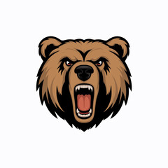 bear head design logo illustration on white background