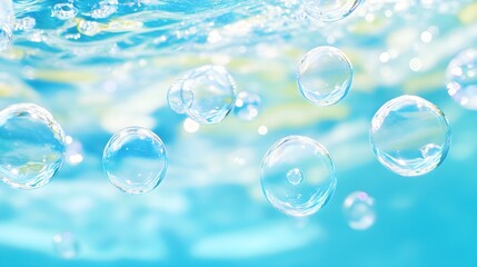 Water Bubbles Abstract Blue Background