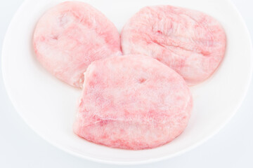 A plate of fresh pig tripe