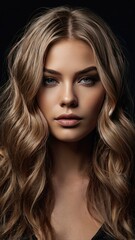 Fototapeta premium Hair Salon Female Model. Studio Portrait. Professional Hair Cut