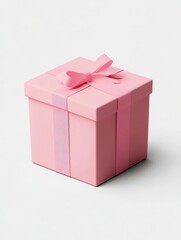 Fototapeta premium A charming pink gift box with a ribbon, perfect for celebrations, birthdays, or special occasions.