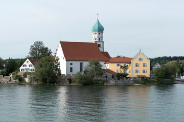 Parish church of St. George and rectory in Wasserburg on Lake Constance, Germany