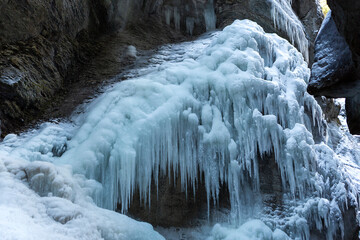 Partnachklamm or Partnach gorge in wintertime