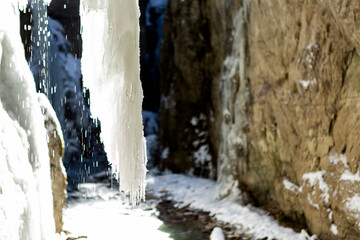 Partnachklamm or Partnach gorge in wintertime