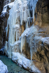 Partnachklamm or Partnach gorge in wintertime