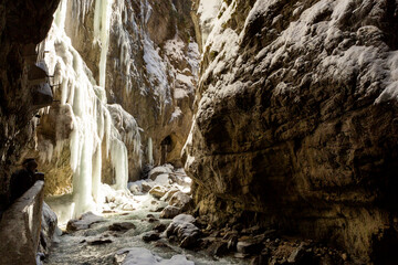Partnachklamm or Partnach gorge in wintertime