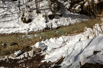 Partnachklamm or Partnach gorge in wintertime