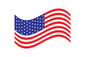 Fototapeta premium Illustration of the USA flag in a dynamic wave shape, representing liberty and American identity