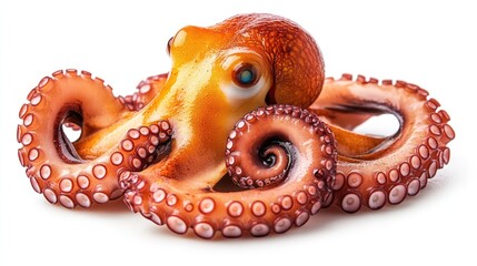 Close-up of a Raw Octopus with Tentacles and One Visible Eye